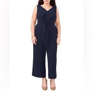 Vince Camuto Plus Size 3X Classic Navy Front Tie Jumpsuit NWT